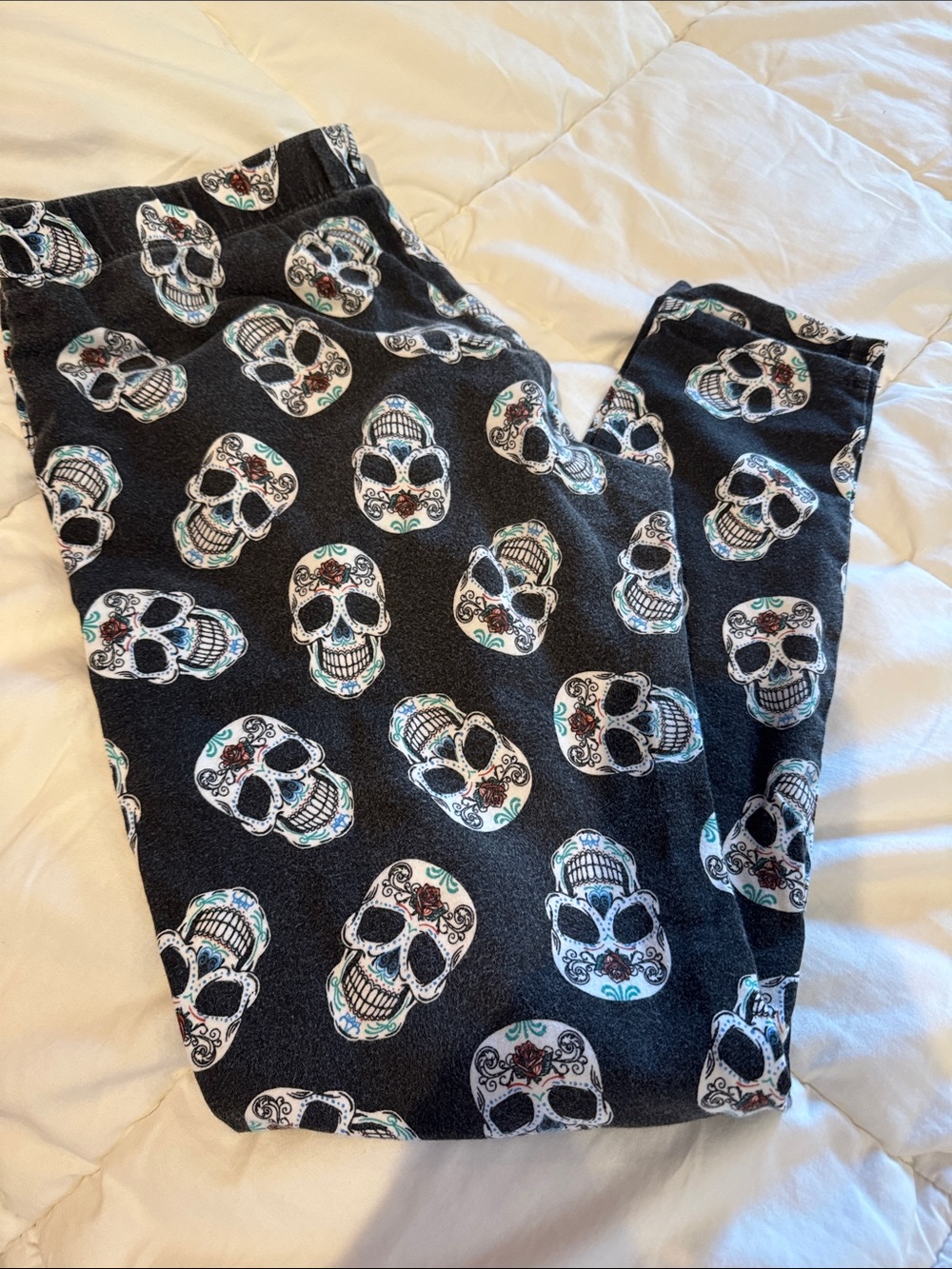 Kids Skull Print Black Leggings